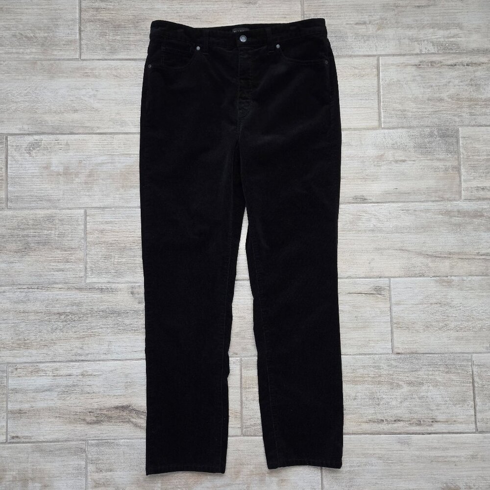 Talbots Black Corduroy Straight Leg Pants Women's Stretch Feel Minimalist‎ 12